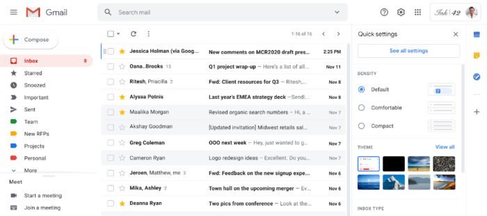 los nuevos ajustes de gmail en la web de hero