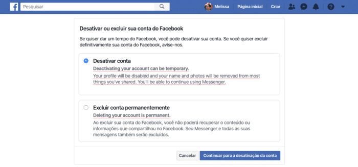 Desactivar o Eliminar de Facebook de Nuevo