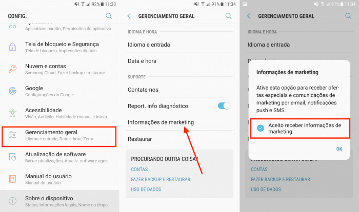 desactivar el anuncio del teléfono móvil de samsung