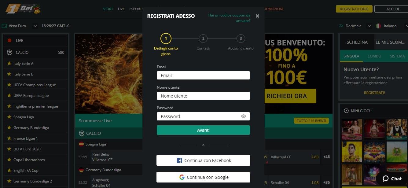 registro de 1apuesta