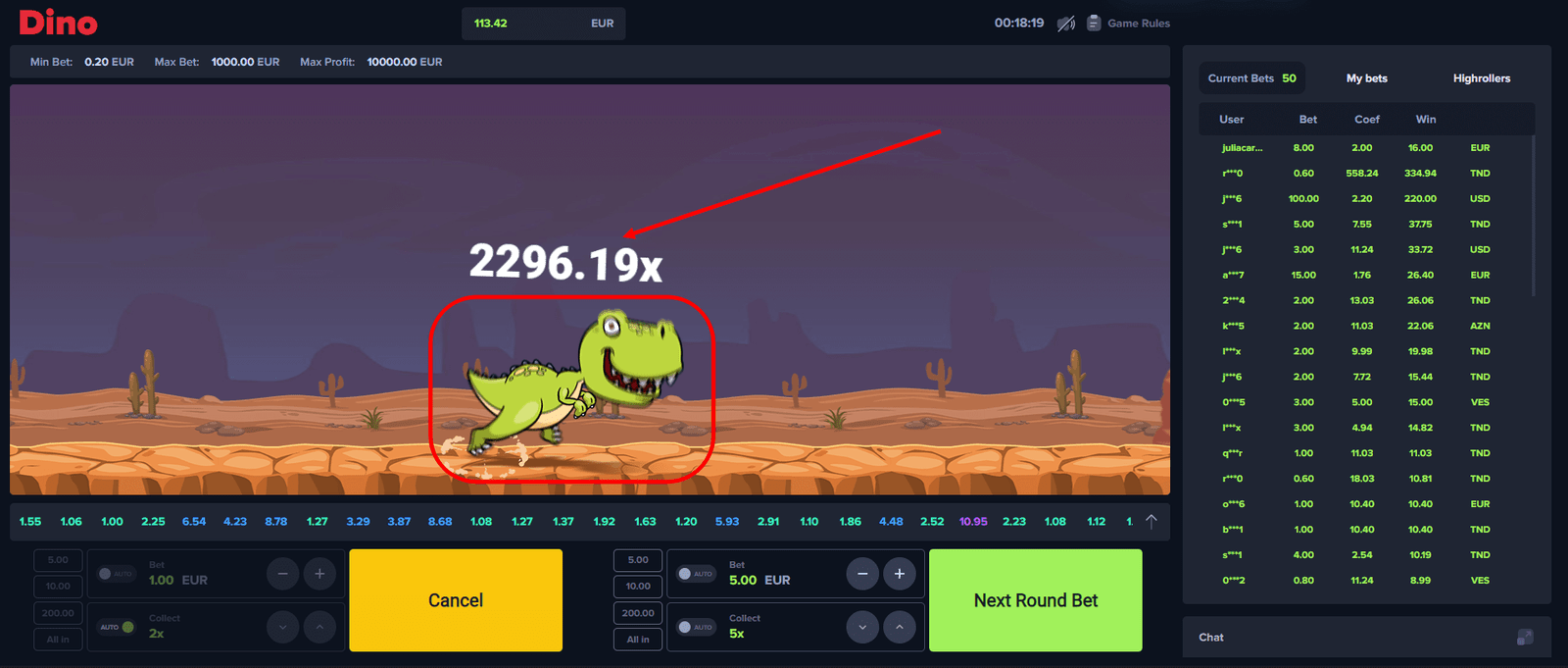 jeu de casino dino mystake